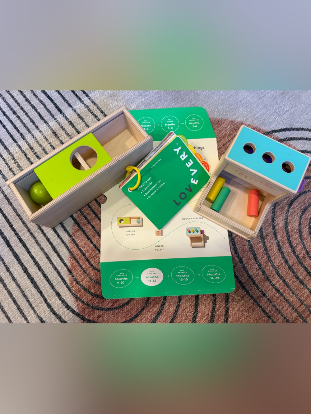 Multicolor Wooden Shape Sorter and Peg Toy Set